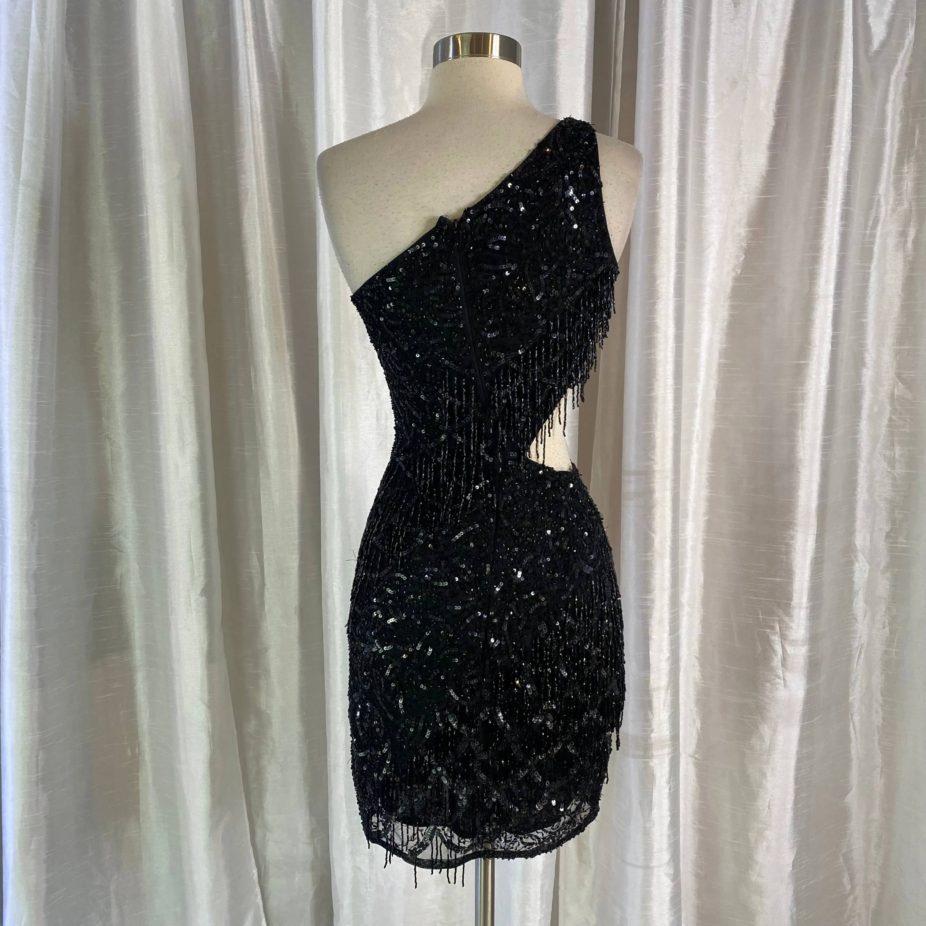 PRIMAVERA Style 3836 Short Cut Out Gown Black Size 2