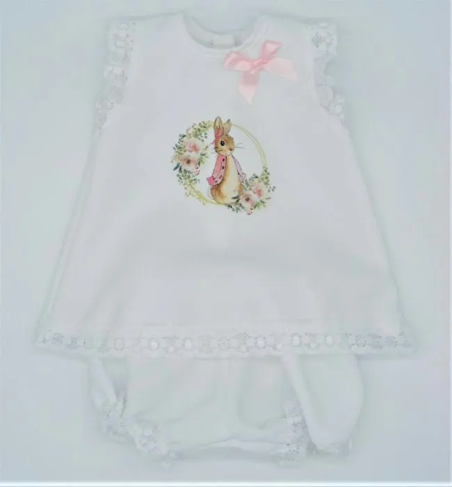 Rabbit A-Line Dress and Bloomers - 6-12M