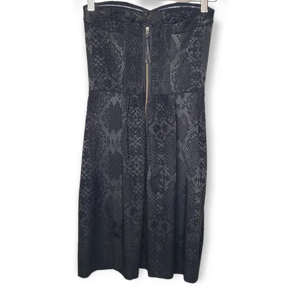 Rebecca Taylor Jacquard Snakeskin Print Strapless Mini Little Black Dress