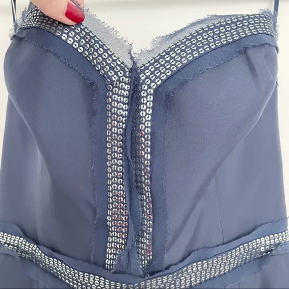 REBECCA TAYLOR Strapless Sequined Navy Blue Cocktail Party Mini Dress Size 6