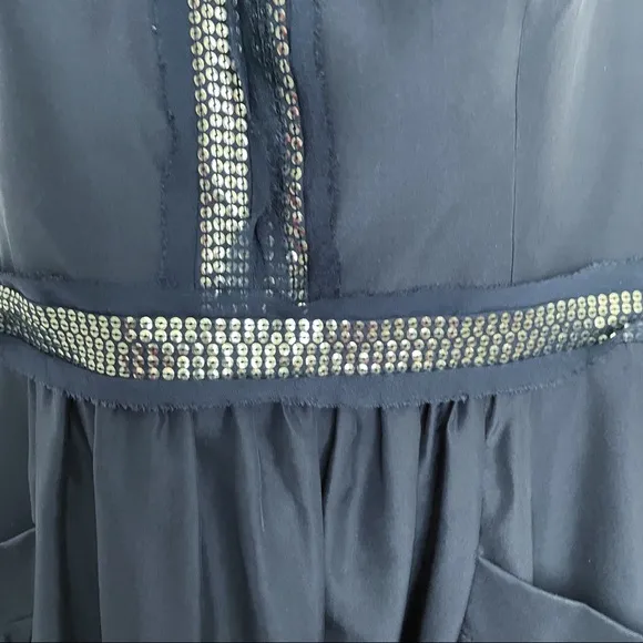 REBECCA TAYLOR Strapless Sequined Navy Blue Cocktail Party Mini Dress Size 6
