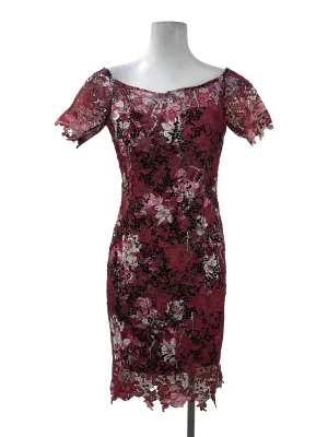 Red Lined Floral Laced Dress