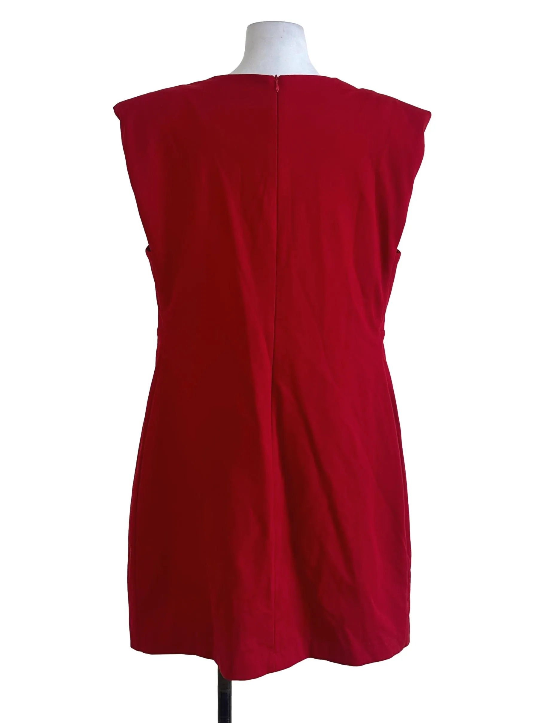Red Sleveless Plain Dress