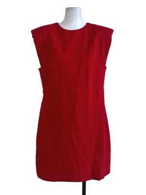 Red Sleveless Plain Dress