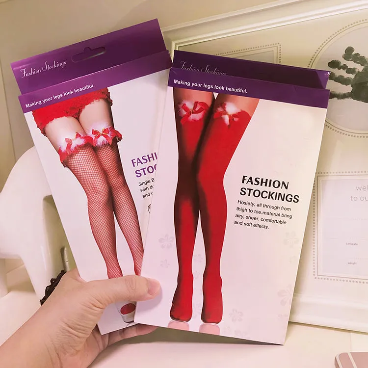 Red velvet thigh socks  KF82472