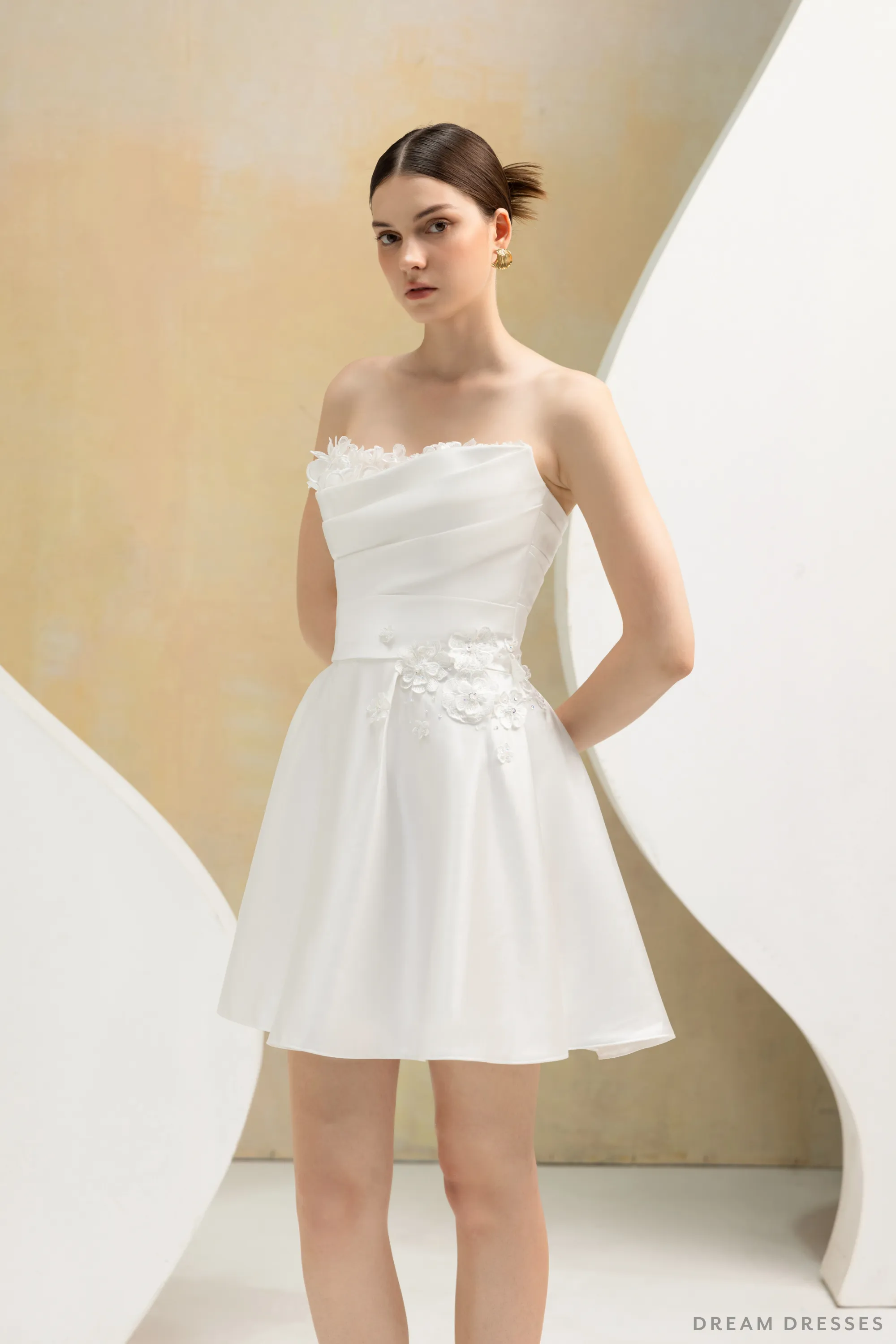 Rehearsal Dinner Silk Dress with 3D Lace (#ADALICIA)