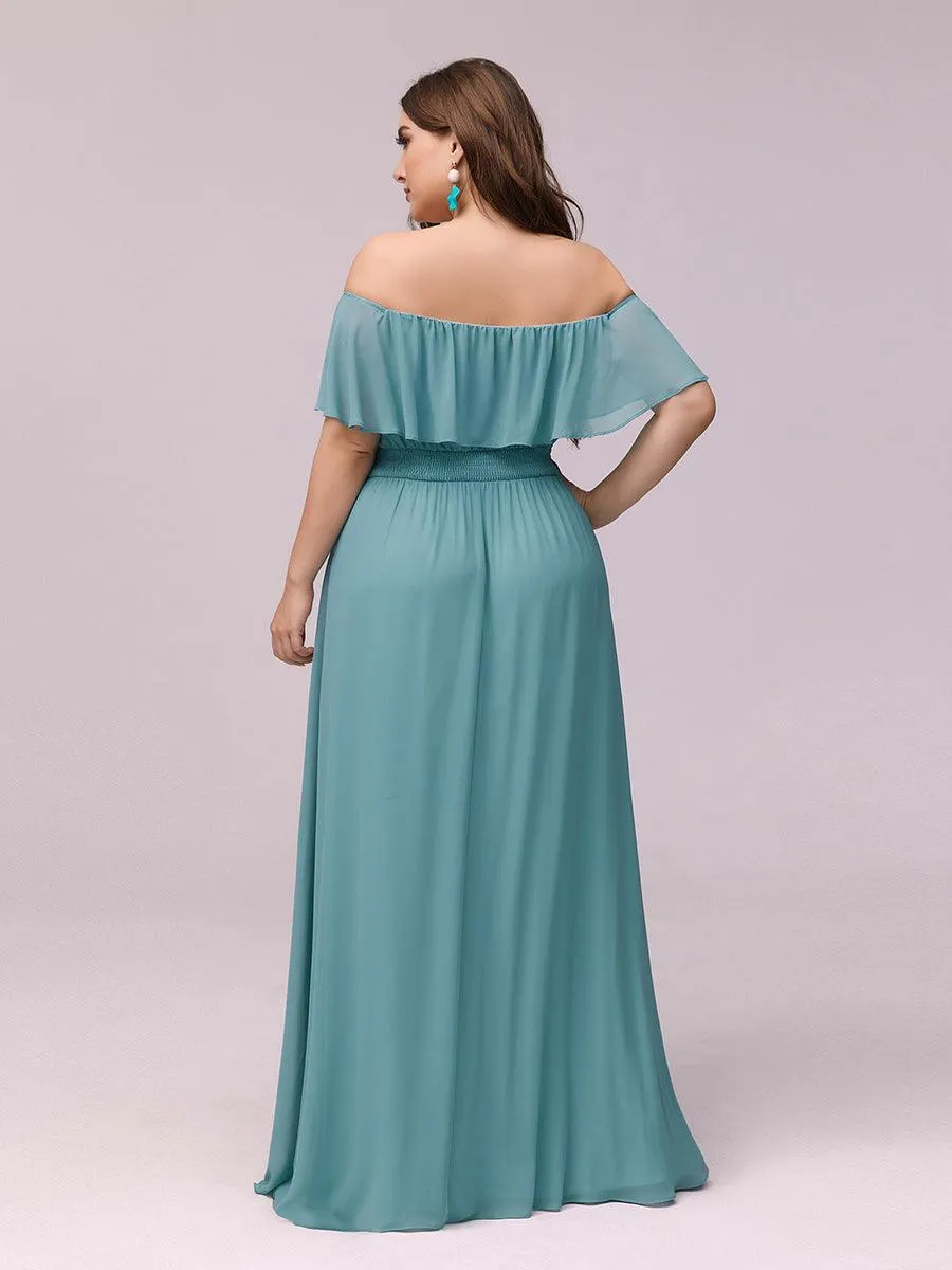 Robe de soirée Grande taille à volants et épaules dénudées