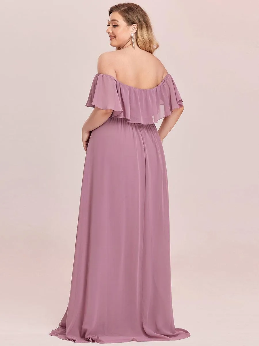 Robe de soirée Grande taille à volants et épaules dénudées