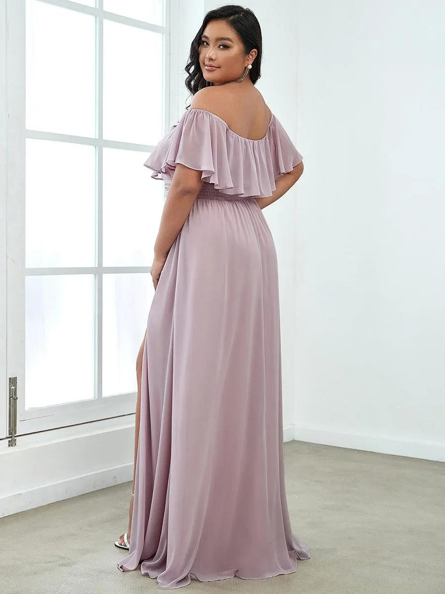 Robe de soirée Grande taille à volants et épaules dénudées