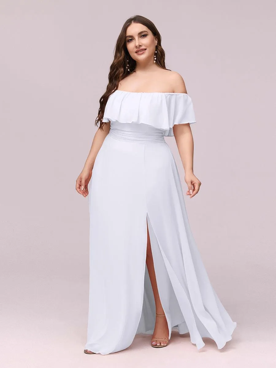 Robe de soirée Grande taille à volants et épaules dénudées