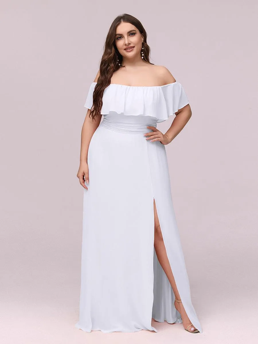 Robe de soirée Grande taille à volants et épaules dénudées