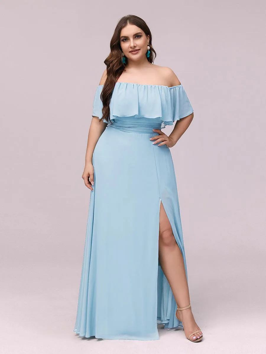 Robe de soirée Grande taille à volants et épaules dénudées