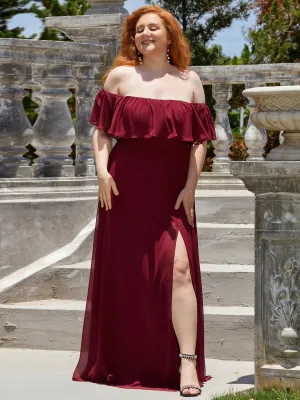 Robe de soirée Grande taille à volants et épaules dénudées