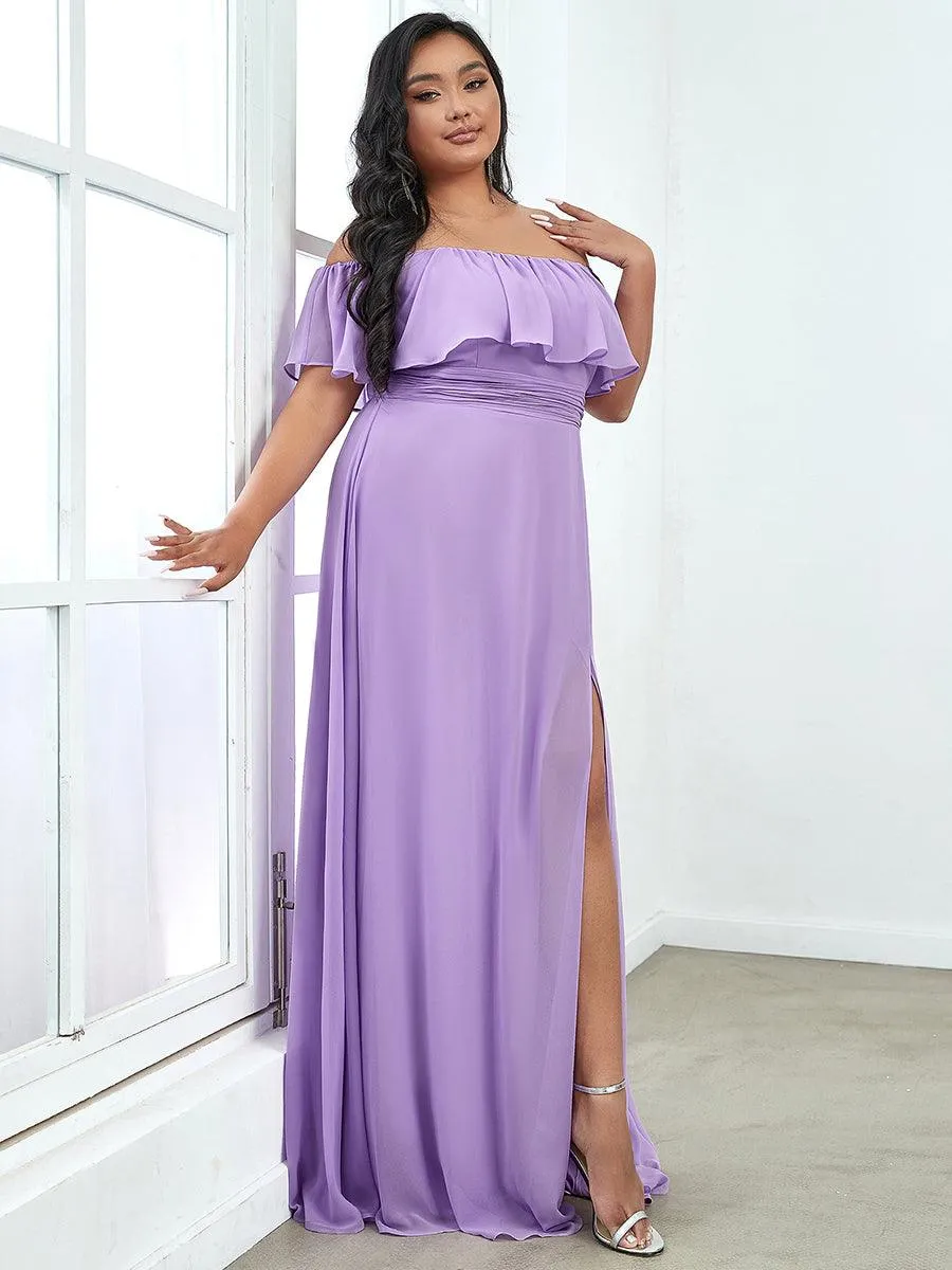 Robe de soirée Grande taille à volants et épaules dénudées