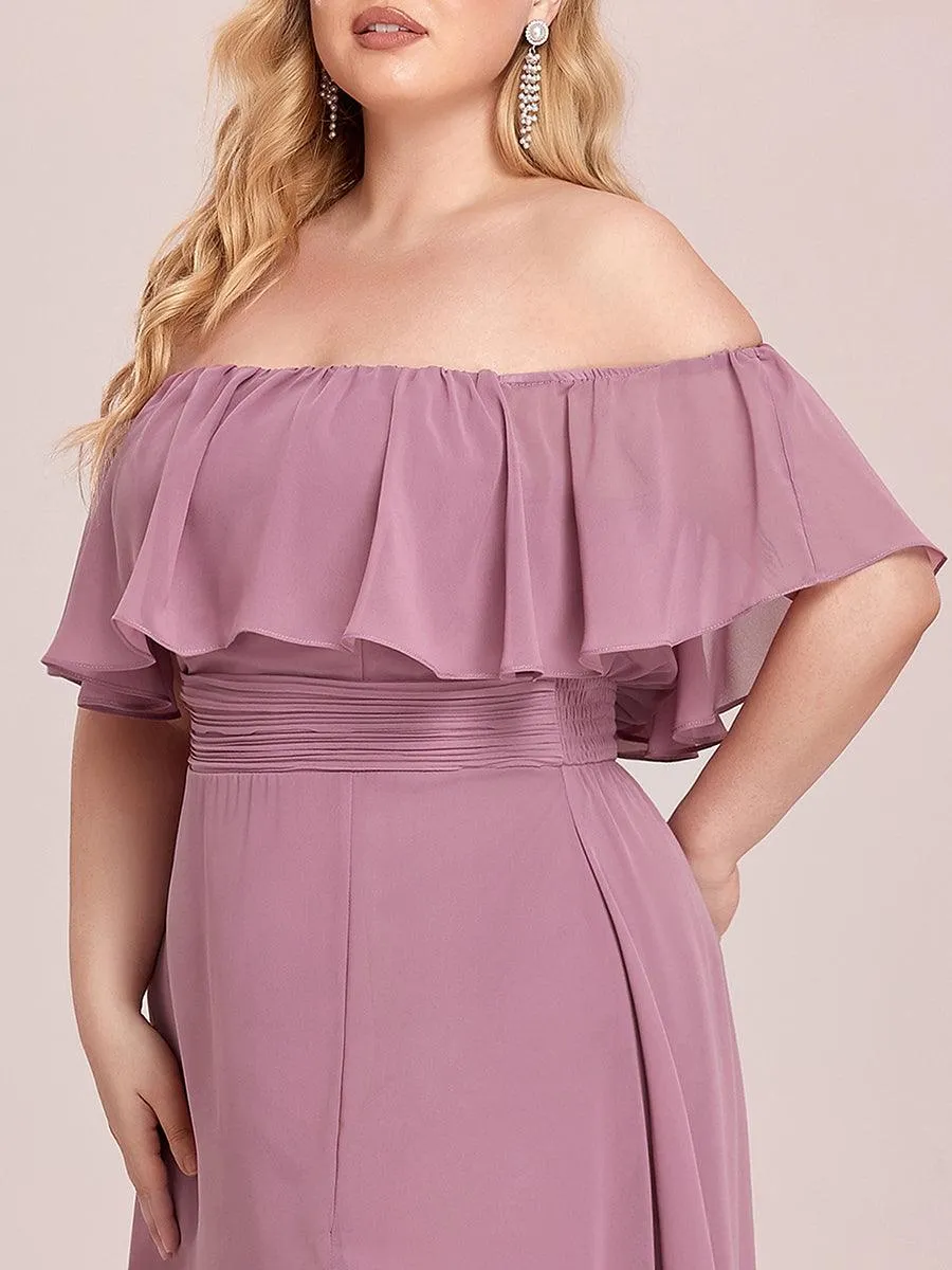 Robe de soirée Grande taille à volants et épaules dénudées