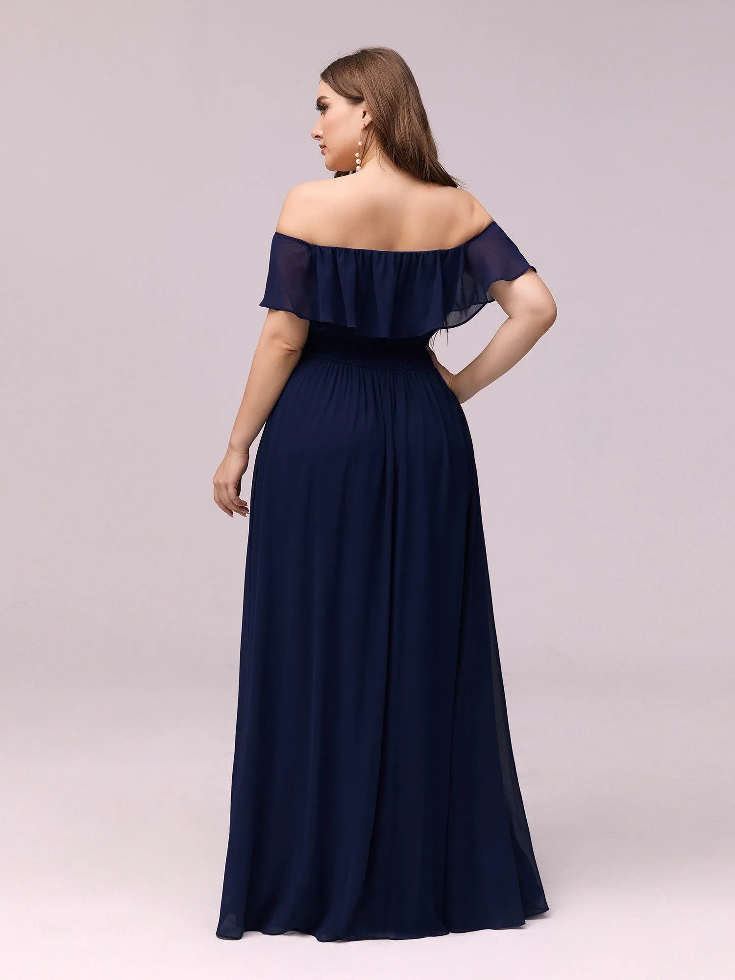 Robe de soirée Grande taille à volants et épaules dénudées