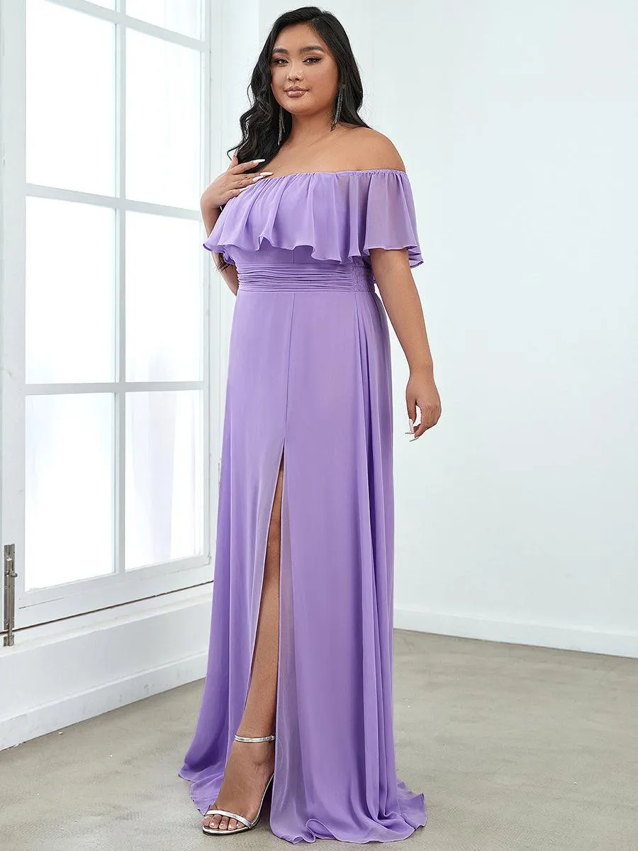 Robe de soirée Grande taille à volants et épaules dénudées