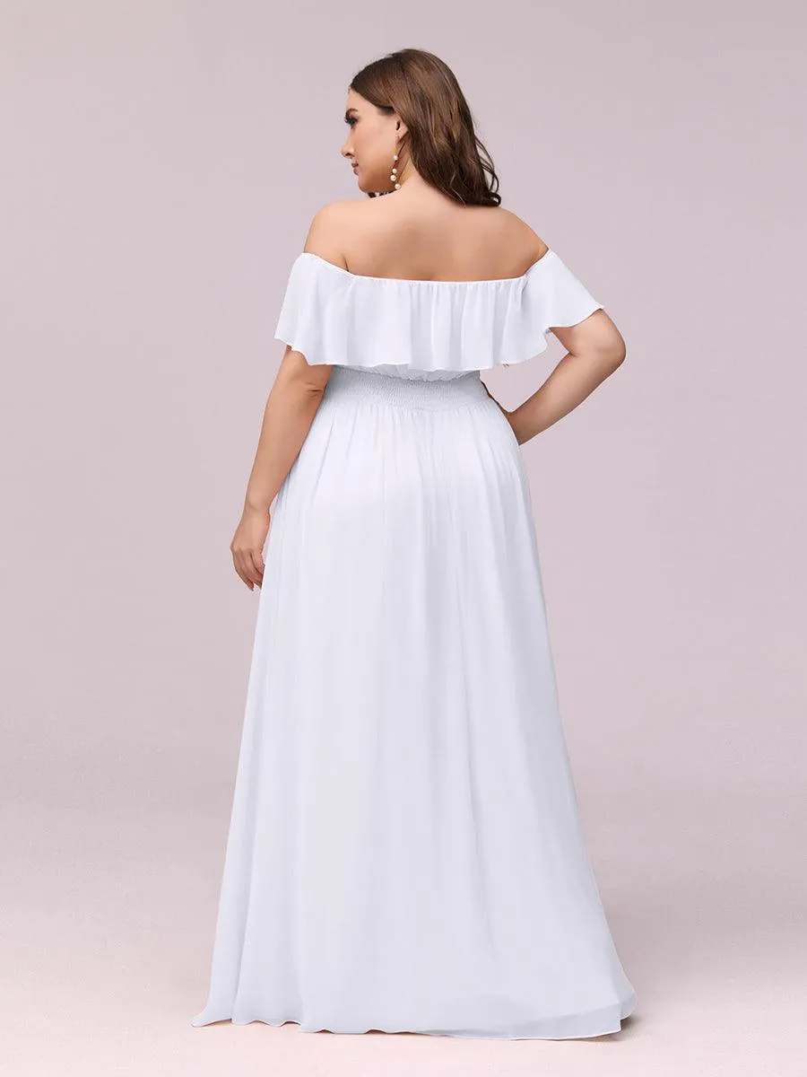 Robe de soirée Grande taille à volants et épaules dénudées