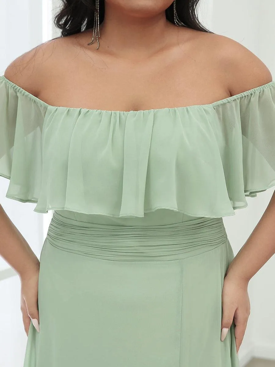 Robe de soirée Grande taille à volants et épaules dénudées