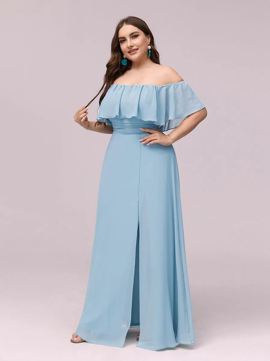 Robe de soirée Grande taille à volants et épaules dénudées