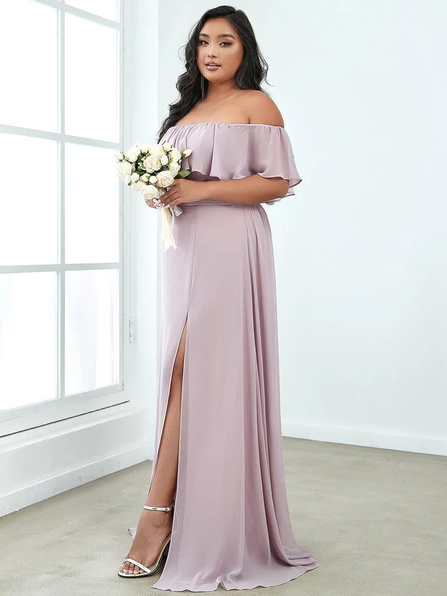 Robe de soirée Grande taille à volants et épaules dénudées