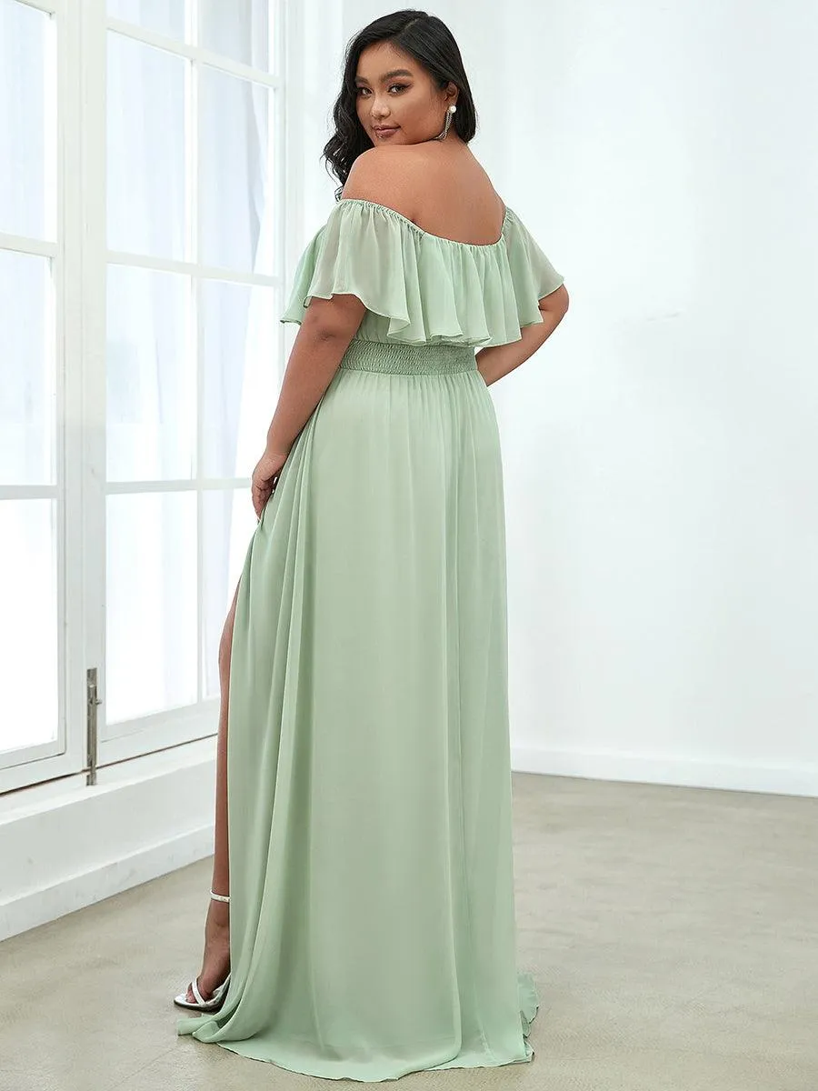 Robe de soirée Grande taille à volants et épaules dénudées