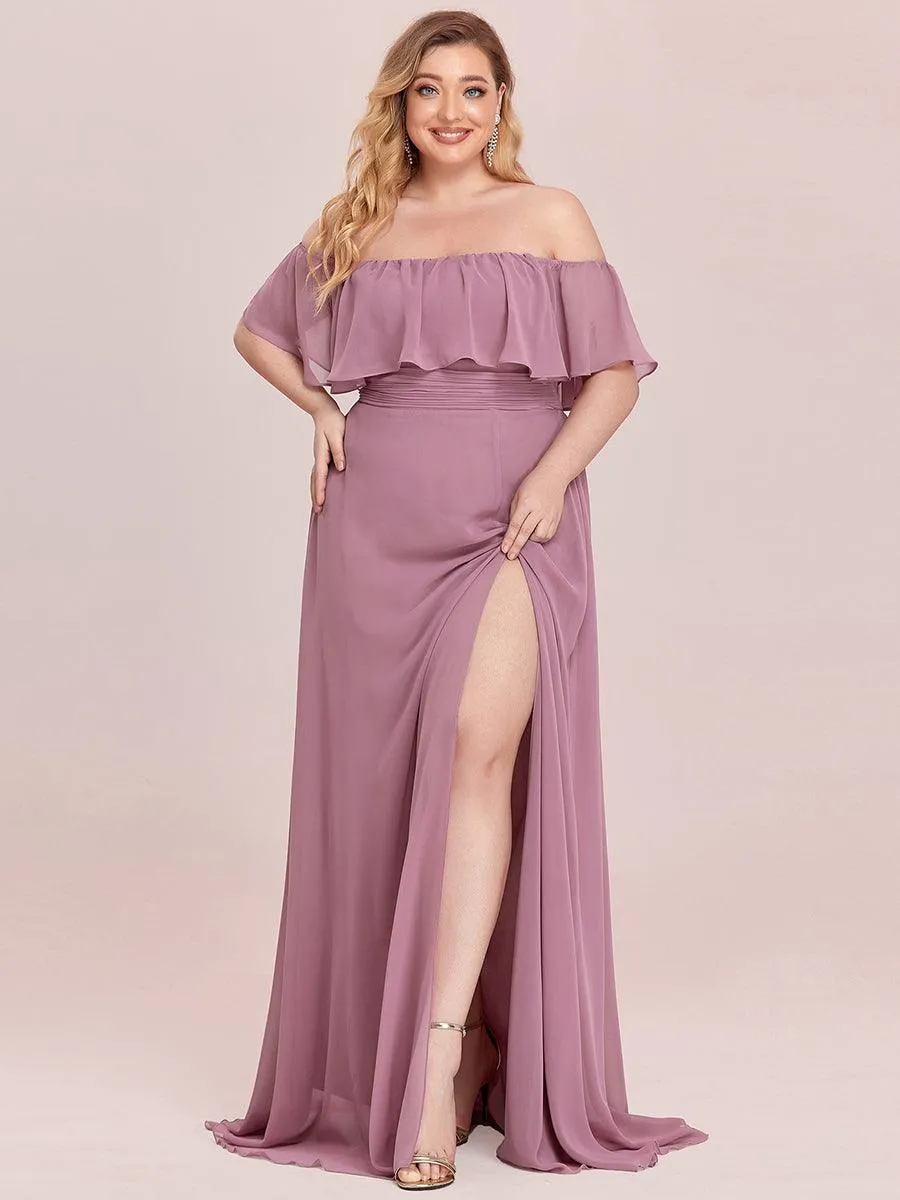 Robe de soirée Grande taille à volants et épaules dénudées
