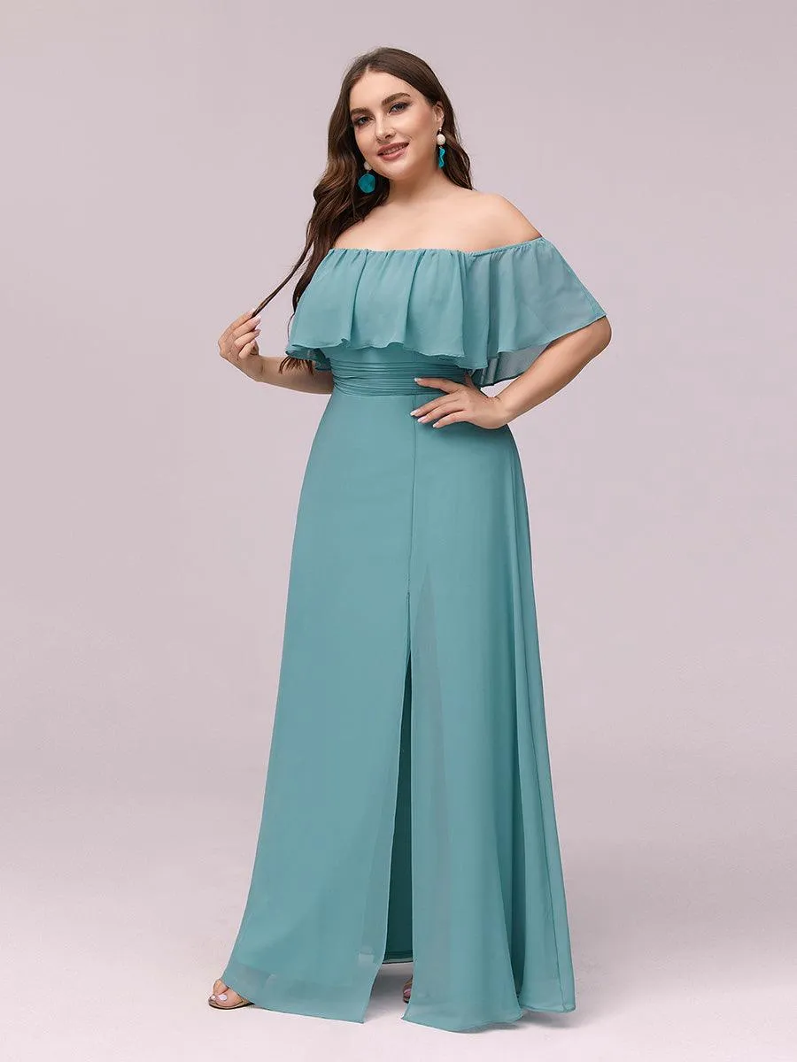 Robe de soirée Grande taille à volants et épaules dénudées