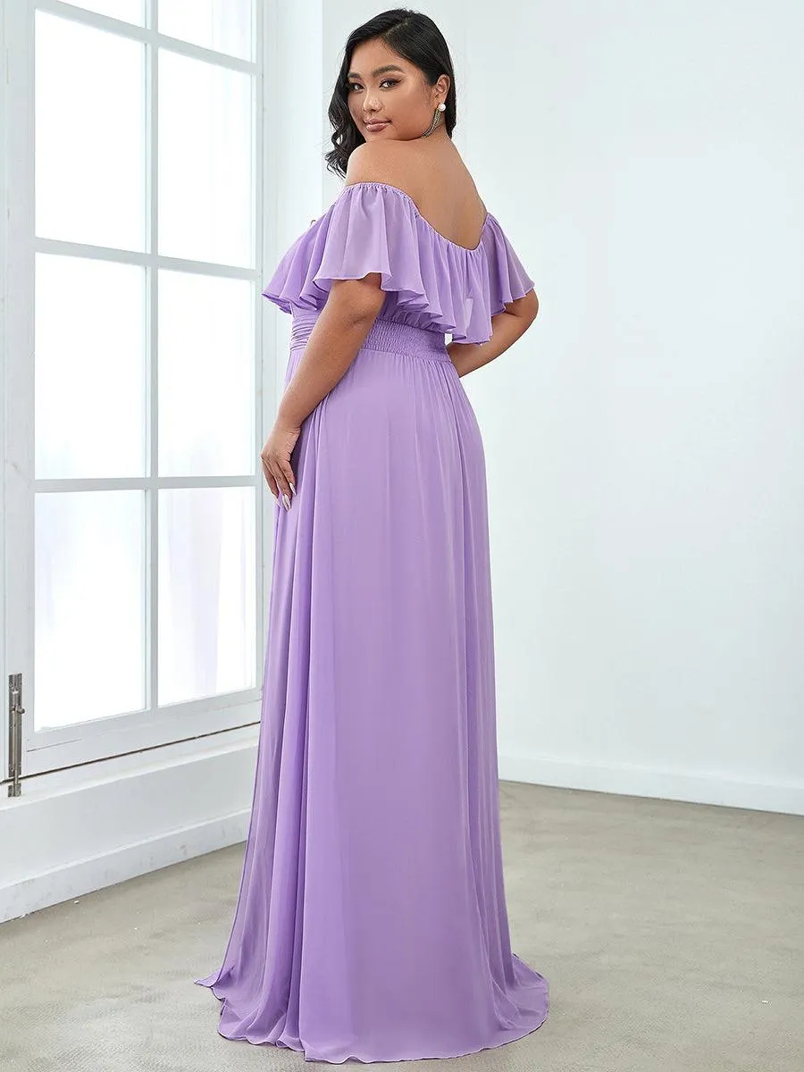 Robe de soirée Grande taille à volants et épaules dénudées