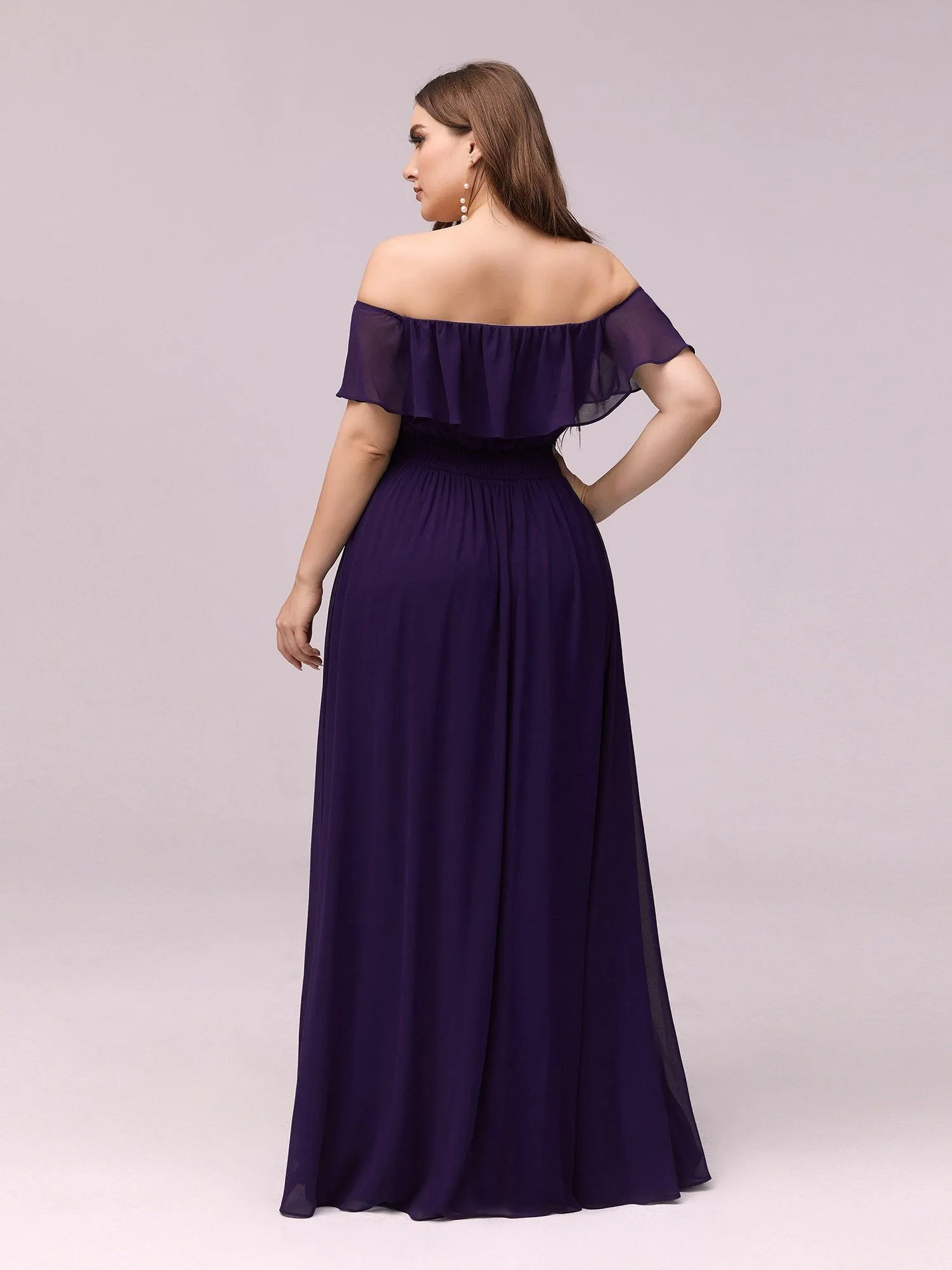 Robe de soirée Grande taille à volants et épaules dénudées