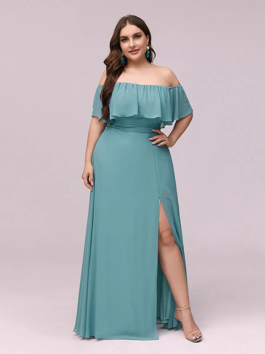 Robe de soirée Grande taille à volants et épaules dénudées