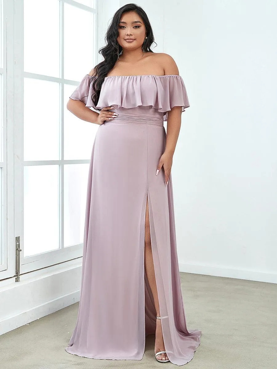 Robe de soirée Grande taille à volants et épaules dénudées