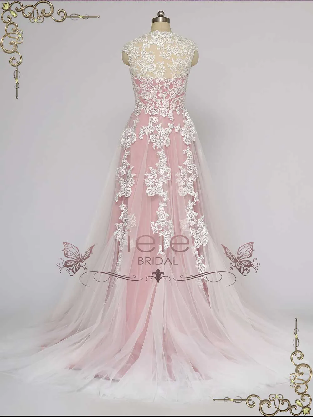 Rose Pink Lace Wedding Dress KORYNNE
