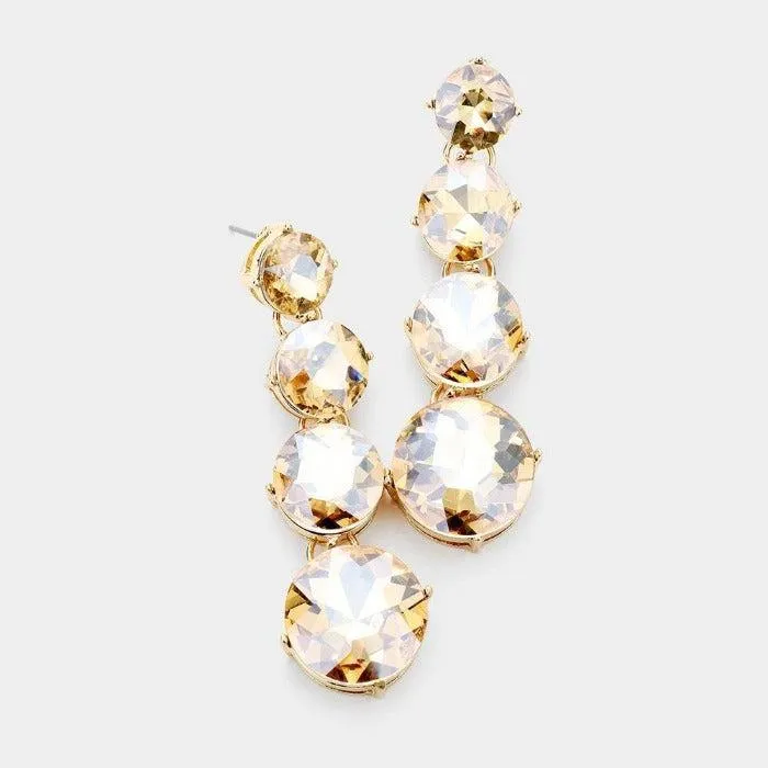 Round Lt. Colored Topaz Crystal Evening Earrings