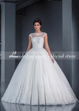 Roycebridal Ivory Lace Tulle Beaded Wedding Dress Ball Gown