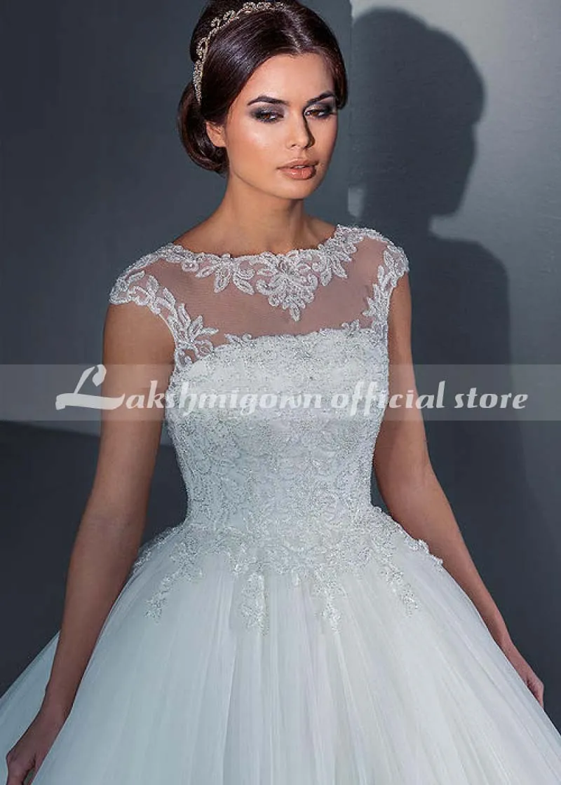 Roycebridal Ivory Lace Tulle Beaded Wedding Dress Ball Gown