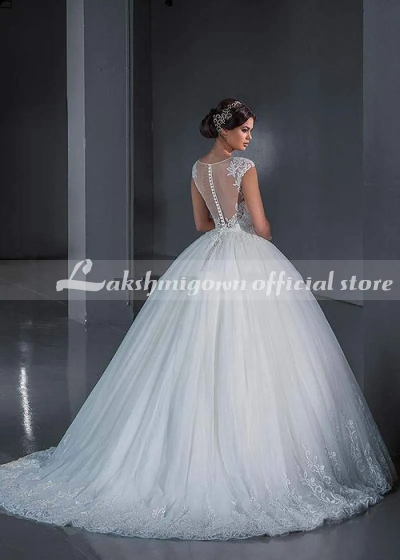 Roycebridal Ivory Lace Tulle Beaded Wedding Dress Ball Gown