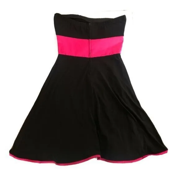 Ruby Rox Strapless Dress Black Pink Juniors Size 11 Party Cocktail