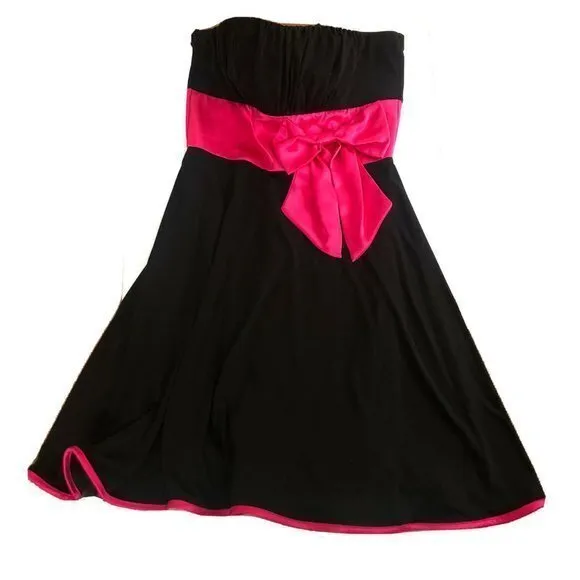 Ruby Rox Strapless Dress Black Pink Juniors Size 11 Party Cocktail
