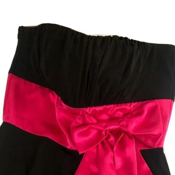 Ruby Rox Strapless Dress Black Pink Juniors Size 11 Party Cocktail