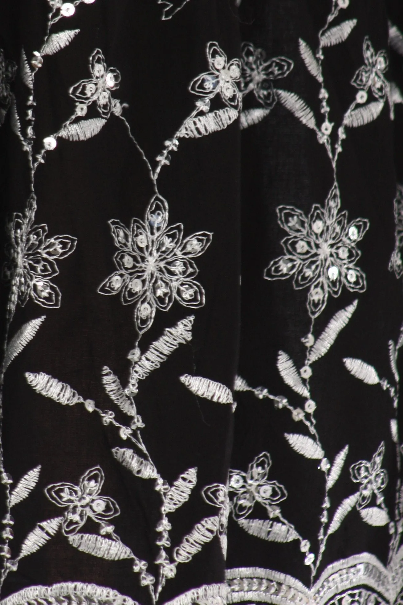Sakkas Sequin Embroidered Smocked Bodice Knee Length Dress