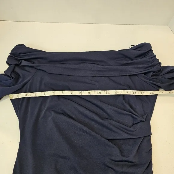 Sam Edelman Off the Shoulder Long Sleeve Midi Body-Con Dress Women's Size 6 Navy