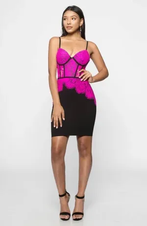 Scalloped Lace Bustier Dress