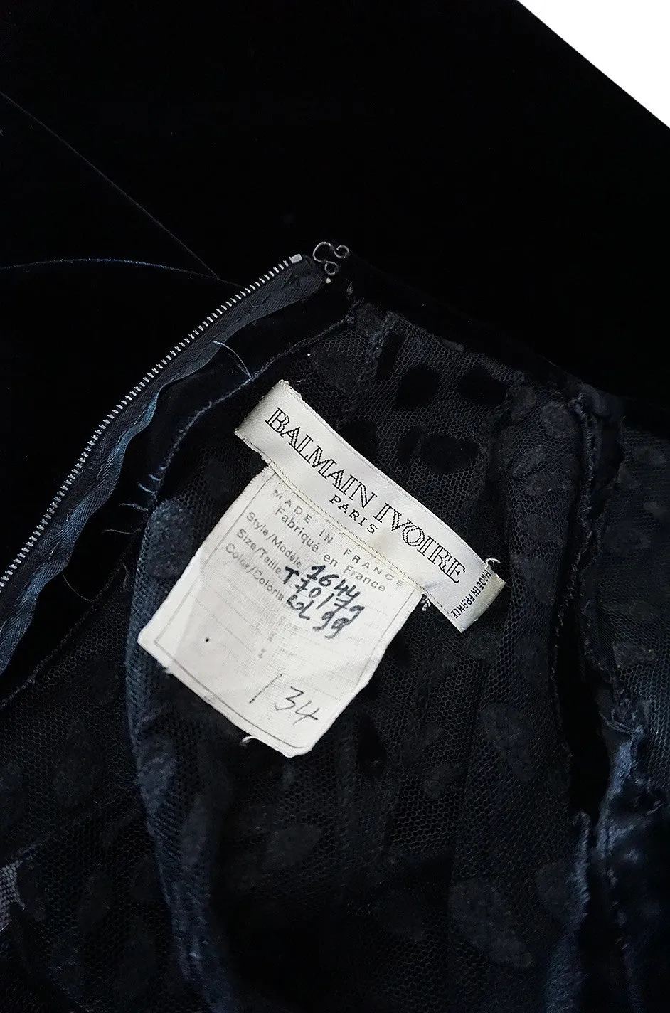 Scandalous 1980s Balmain Sheer Net & Velvet Cut Out Dress