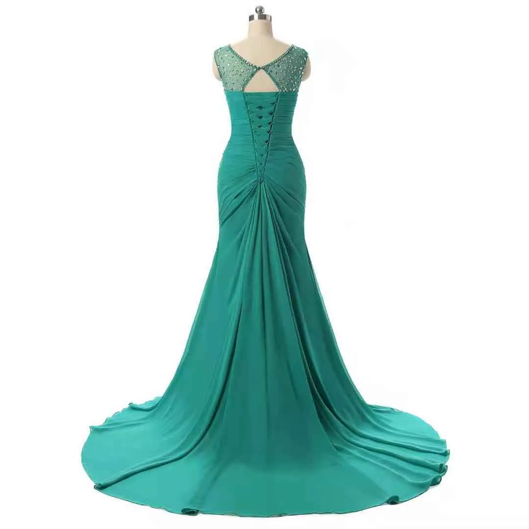 sd-hk Wedding Dresses V Neck Sleeveless Evening Long Dresses