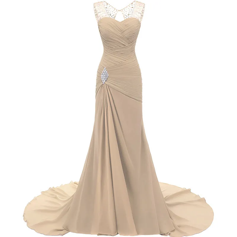 sd-hk Wedding Dresses V Neck Sleeveless Evening Long Dresses