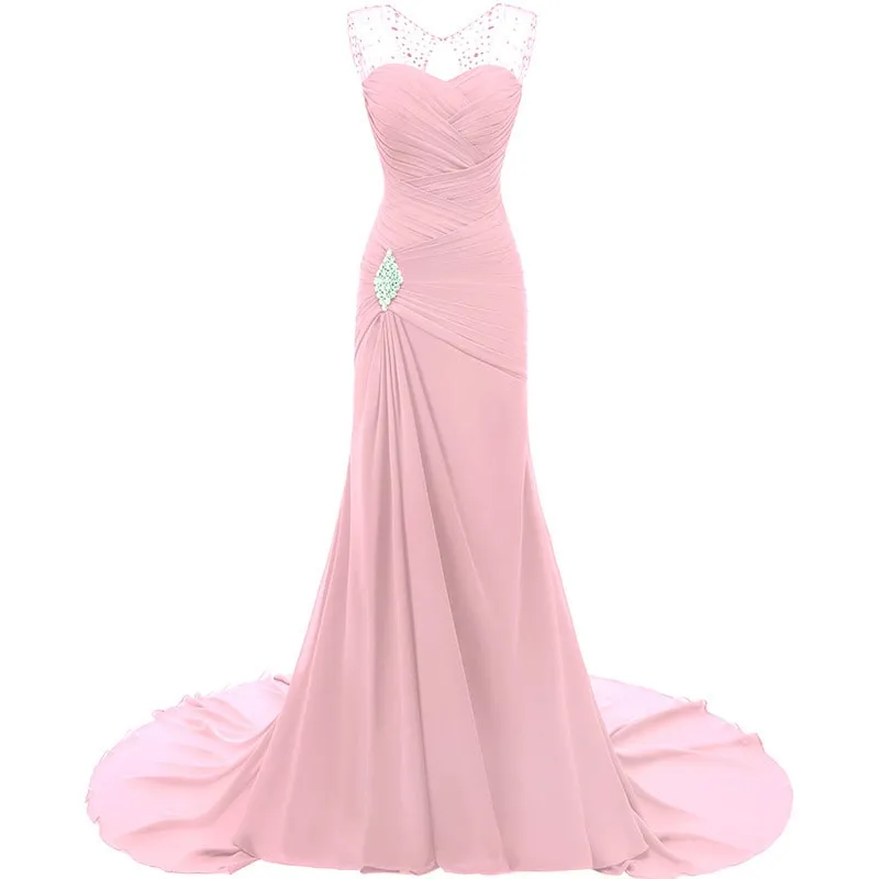 sd-hk Wedding Dresses V Neck Sleeveless Evening Long Dresses
