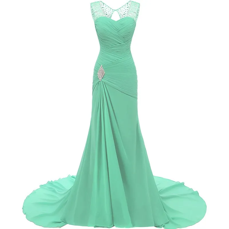 sd-hk Wedding Dresses V Neck Sleeveless Evening Long Dresses