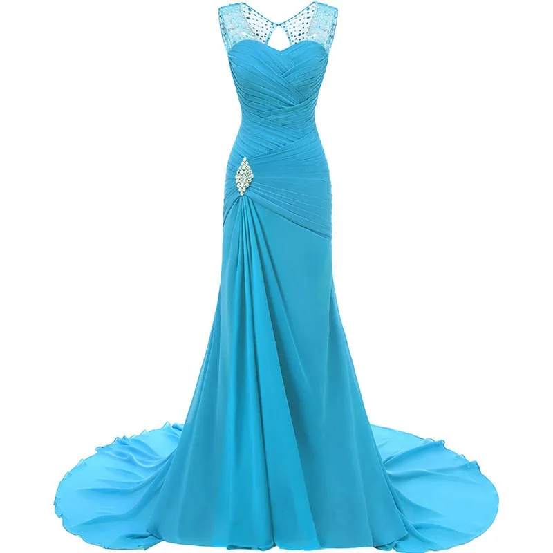 sd-hk Wedding Dresses V Neck Sleeveless Evening Long Dresses