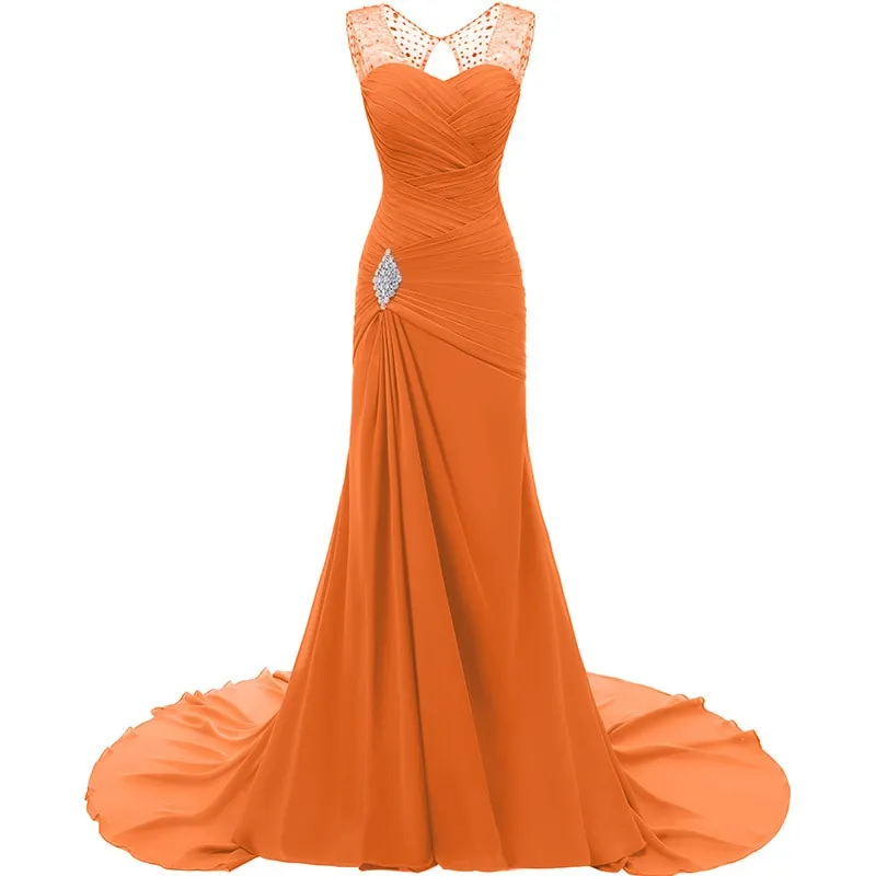 sd-hk Wedding Dresses V Neck Sleeveless Evening Long Dresses